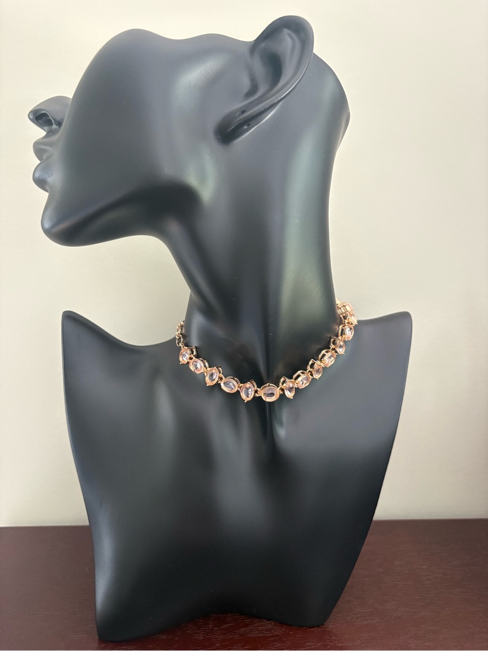Express Gold-Tone Pink Crystal Choker Necklace